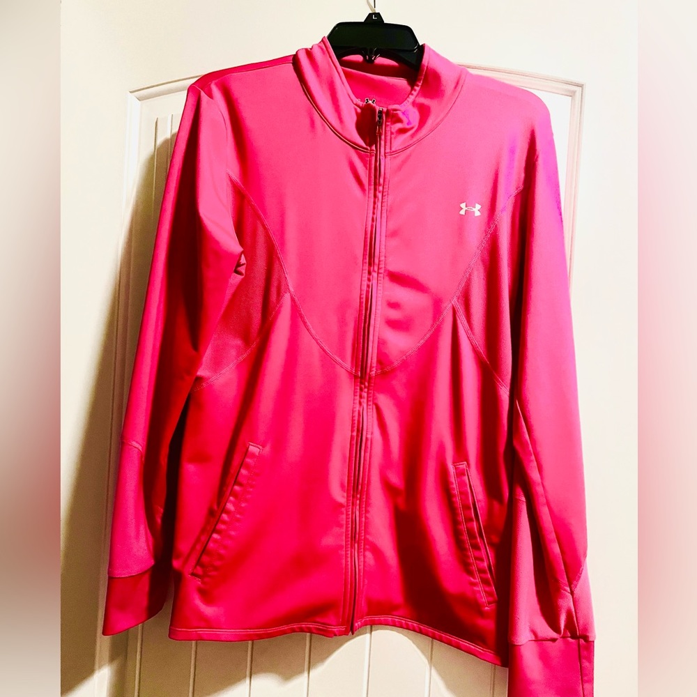 Under Armour L Athletic Jacket Top Pink Stretch Side Inserts